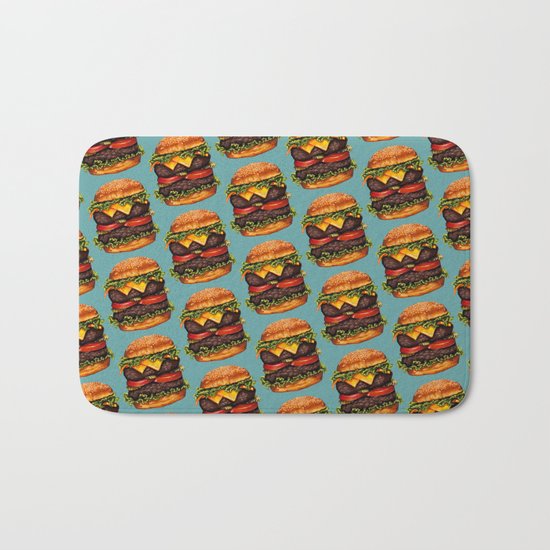 Double Cheeseburger Pattern Bath Mat