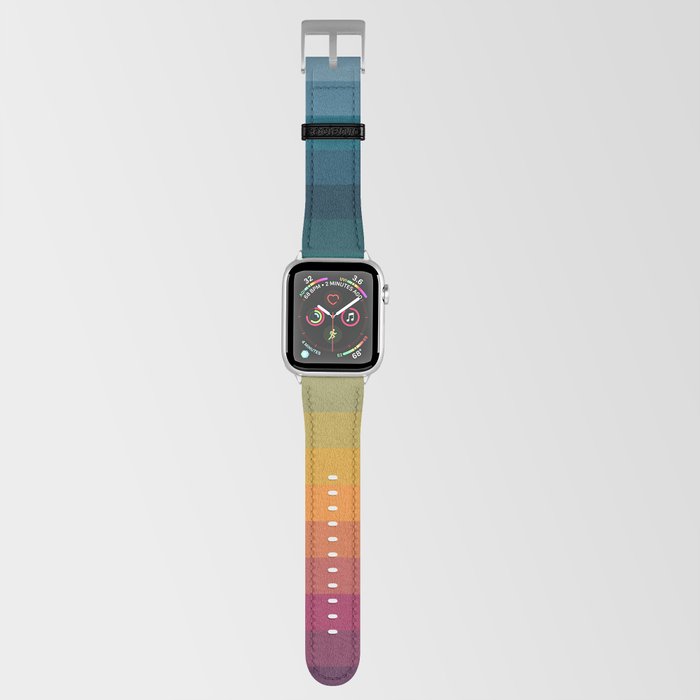 Colorful Abstract Vintage 70s Style Retro Rainbow Summer Stripes Apple Watch Band