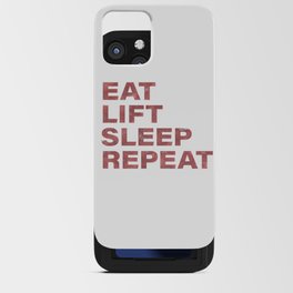 Eat lift sleep repeat vintage rustic red text iPhone Card Case