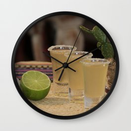 Mexico Photography - Refreshing Lime Drinks At The Bar Wall Clock