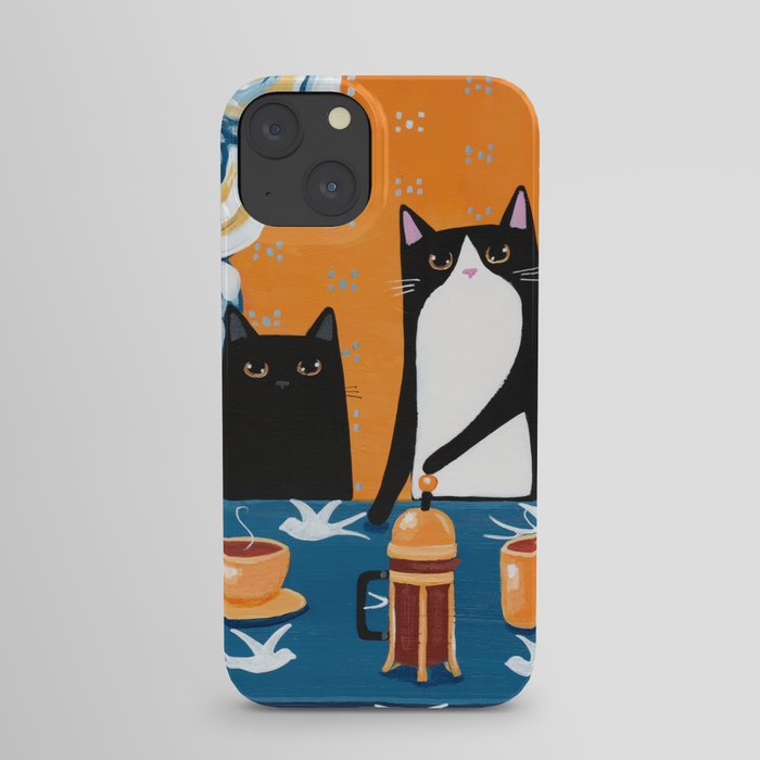 Orange and Blue French Press Cats iPhone Case