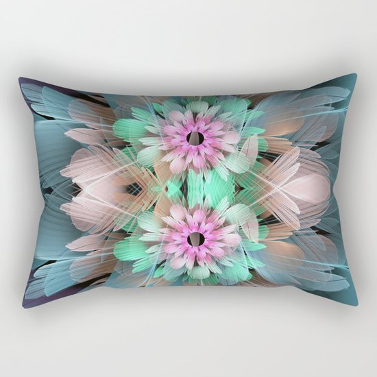 Soft coloured Twin Flowers Rectangular Pillow