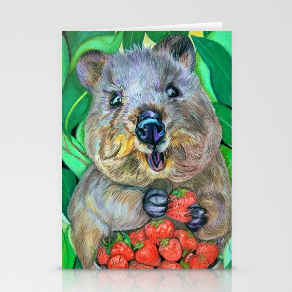 Quokka with Strawberries  Stationery Cards