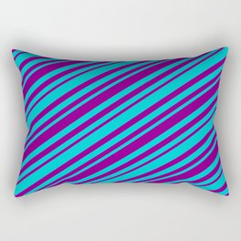 [ Thumbnail: Purple and Dark Turquoise Colored Lines/Stripes Pattern Rectangular Pillow ]