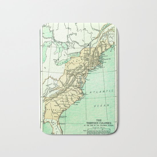 Vintage American Colonies Map - 1775 Bath Mat