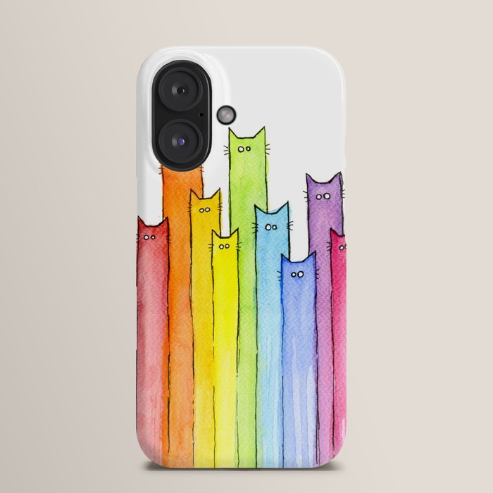 Rainbow of Cats Funny Whimsical Animals iPhone Case by