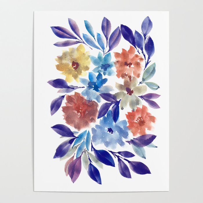 hand painted flowers_3c Poster