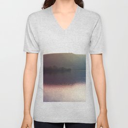 Rainbow susnet over the lake V Neck T Shirt