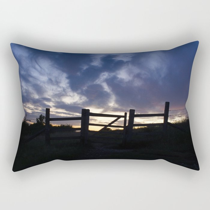 Wooden Fence at the Blue Hour Rectangular Pillow