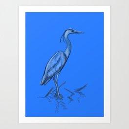 Heron in Blue Art Print