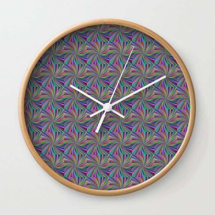 Pink Purple, Green and More Swirl Repeating Pattern Wall Clock
