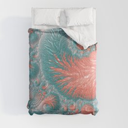 Abstract Coral Reef Living Coral Pastel Teal Blue Texture Spiral Swirl Pattern Fractal Fine Art Comforter
