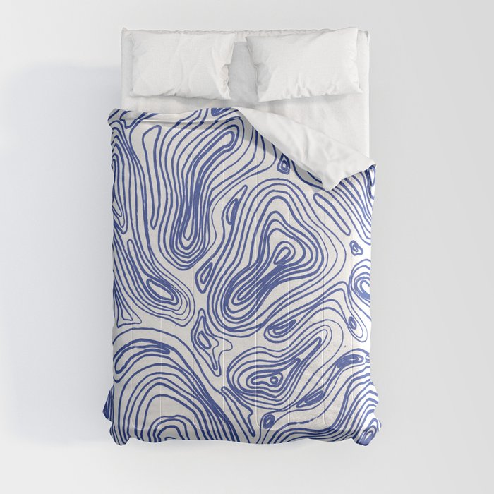 Topographical Lines in Blue Comforter