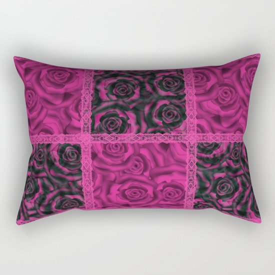 Raspberry patchwork Roses. Rectangular Pillow
