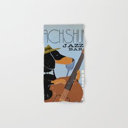 dachshund doxie wiener dog jazz music dog art musician  Hand & Bath Towel
