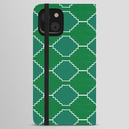 Green + Teal Southwestern Traditional Fabric Pattern iPhone Wallet Case