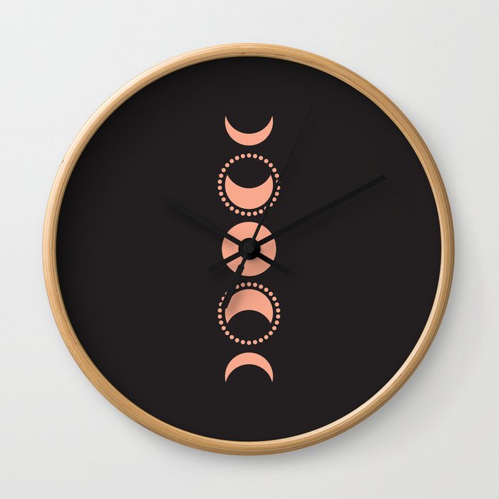 Moon phases on a dark night Wall Clock
