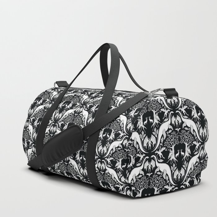 Black & White Cryptid Damask Duffle Bag