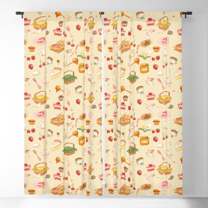 A rat picnic | Cream Blackout Curtain