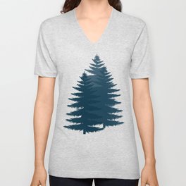 Forest Fog, Blue V Neck T Shirt