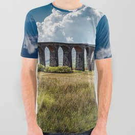 Great Britain Photography - Ribblehead Viaduct Under The Blue Sky All Over Graphic Tee