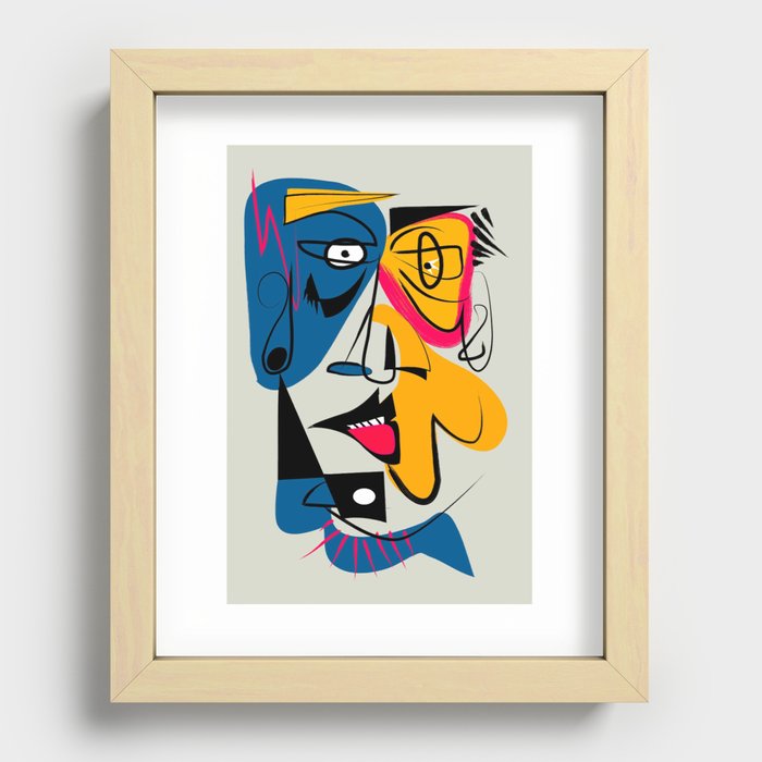 Abstract Line Face003 Recessed Framed Print