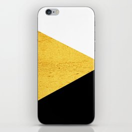 Abstract geometric modern minimalist collage of black, white, gold texture colorblock iPhone Skin