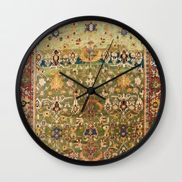 Antique Copper Green Abrashed Persian Rug Print Wall Clock