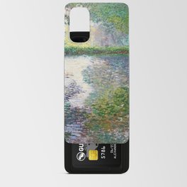 The Pond at Montgeron; autumn leaves mirrored reflection in pond landscape nature painting by Claude Monet Android Card Case