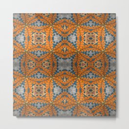 Kaleidoscopic Orange, blue Petal Pattern Metal Print