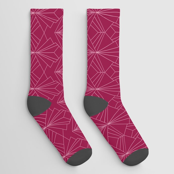 Art Deco in Raspberry Pink Socks