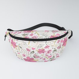 Unreal Flowers — Pink Green Gold Fanny Pack