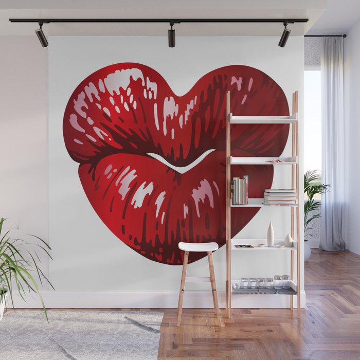 Heart Shaped Lips Wall Mural