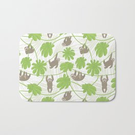 Happy Sloths and Cecropia leaves Bath Mat