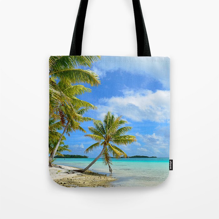 Tropical palm beach in the Pacific Tote Bag