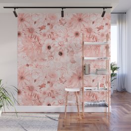 rose tan pink floral bouquet aesthetic assemblage Wall Mural