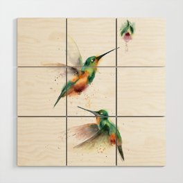 Two Hummingbirds Wood Wall Art