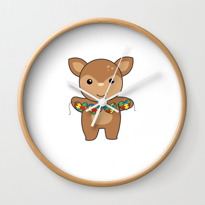 Autism Awareness Month Puzzle Heart Deer Wall Clock