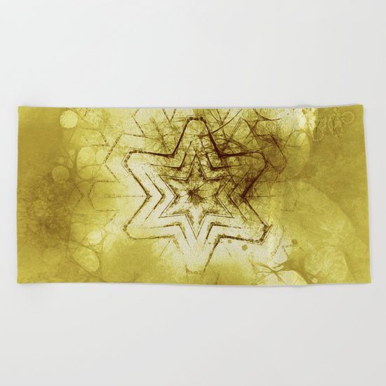 Star mandala in gold Beach Towel