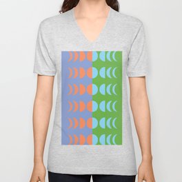 Moon Phases 32 in Purple Orange Blue greenery V Neck T Shirt