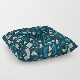 Blue And Silver Holiday Pattern Floor Pillow