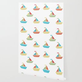 Cute colorful retro sailboats Wallpaper