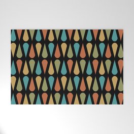 Retro Midcentury Teardrops Black Colorful Welcome Mat