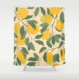 Citrus seamless pattern with lemons and leaves Shower Curtain