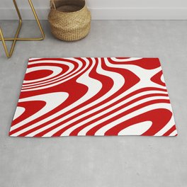Red Candy Cane Zebra Grooves Abstract Pattern Rug