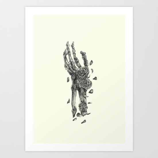 Skeleton Hand Embellished With Flowers Art Print
