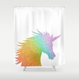 Rainbow Glitter Unicorn Shower Curtain