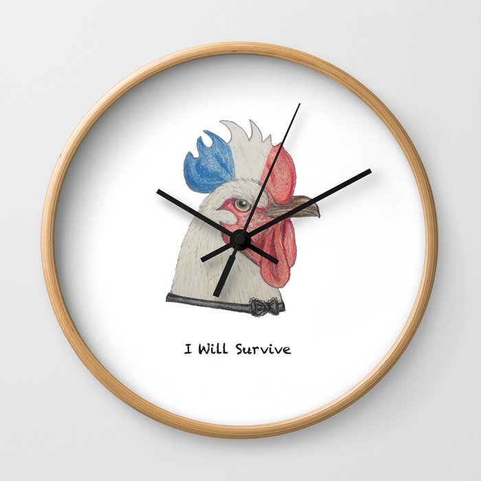 Rooster I WILL SURVIVE Wall Clock