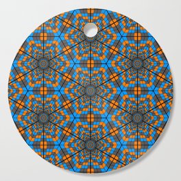 Raver Wear - Checkered Hexagon Tilemap Psychedelic Party - Orange Blue Grey Cutting Board