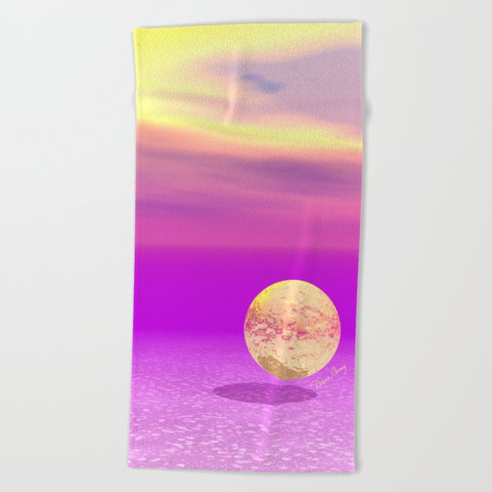 Adrift, Abstract Gold Violet Ocean Beach Towel